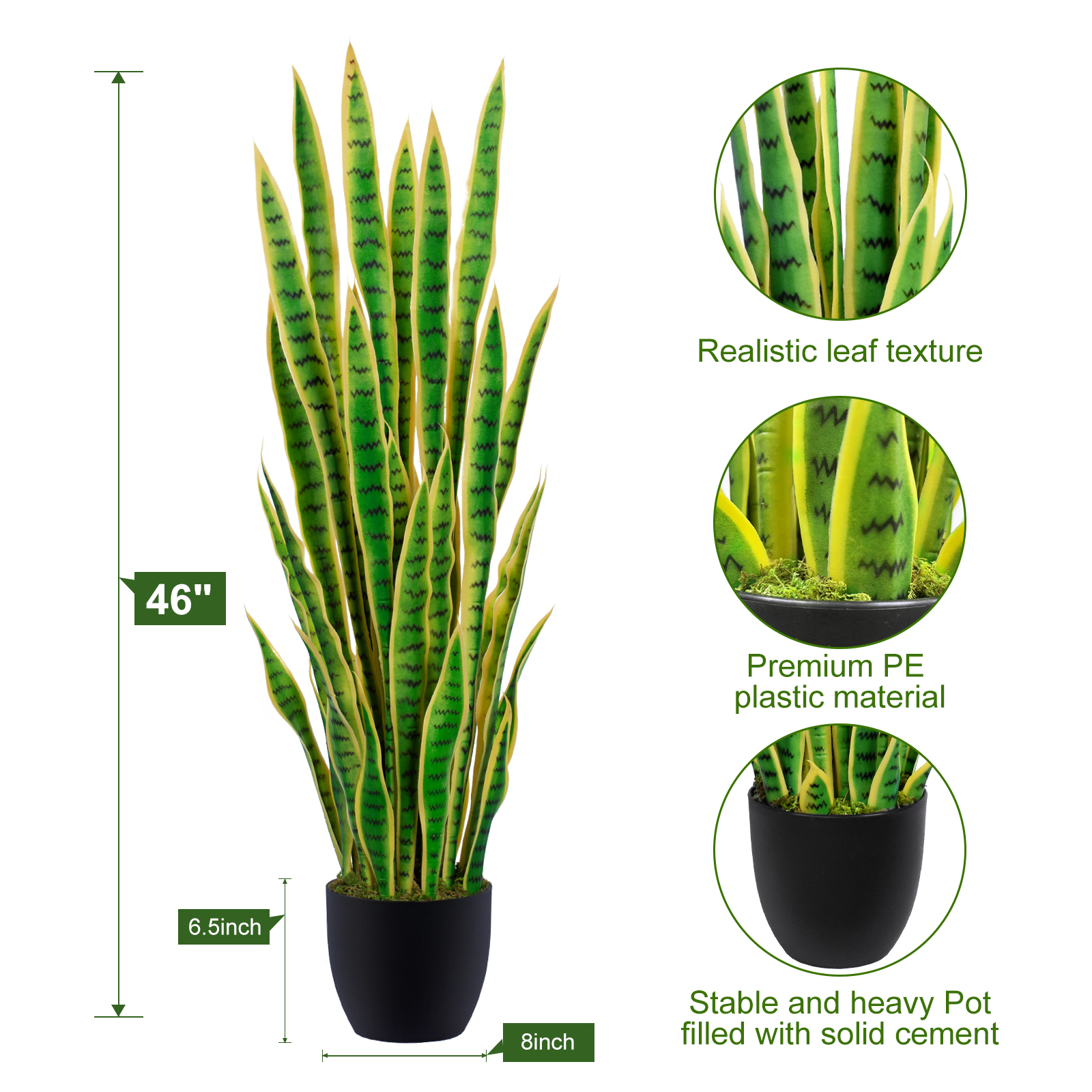 Keeplush Artificial Yellow Snake Plant – Tall Faux Floor Plant for Indoor & Outdoor, Fake Sansevieria Decor