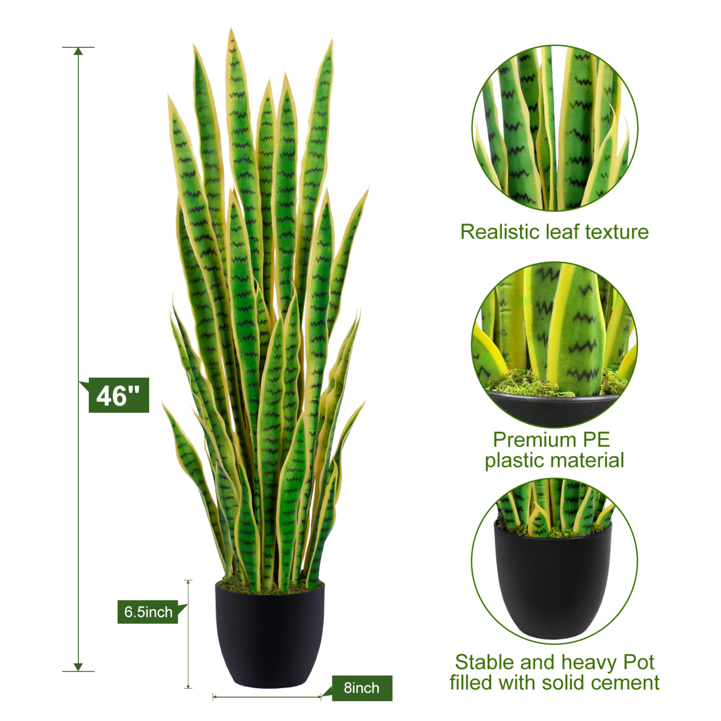 Keeplush Artificial Yellow Snake Plant – Tall Faux Floor Plant for Indoor & Outdoor, Fake Sansevieria Decor