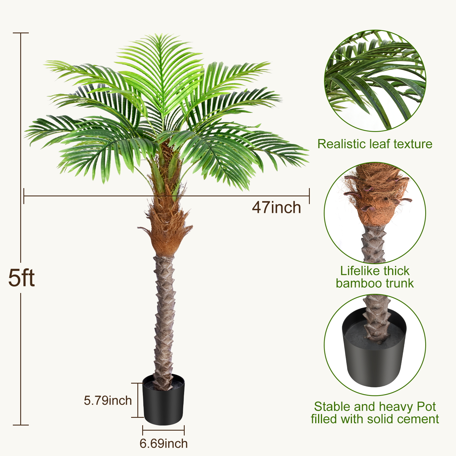 Keeplush Large Faux Phoenix Palm Tree 2 pieces