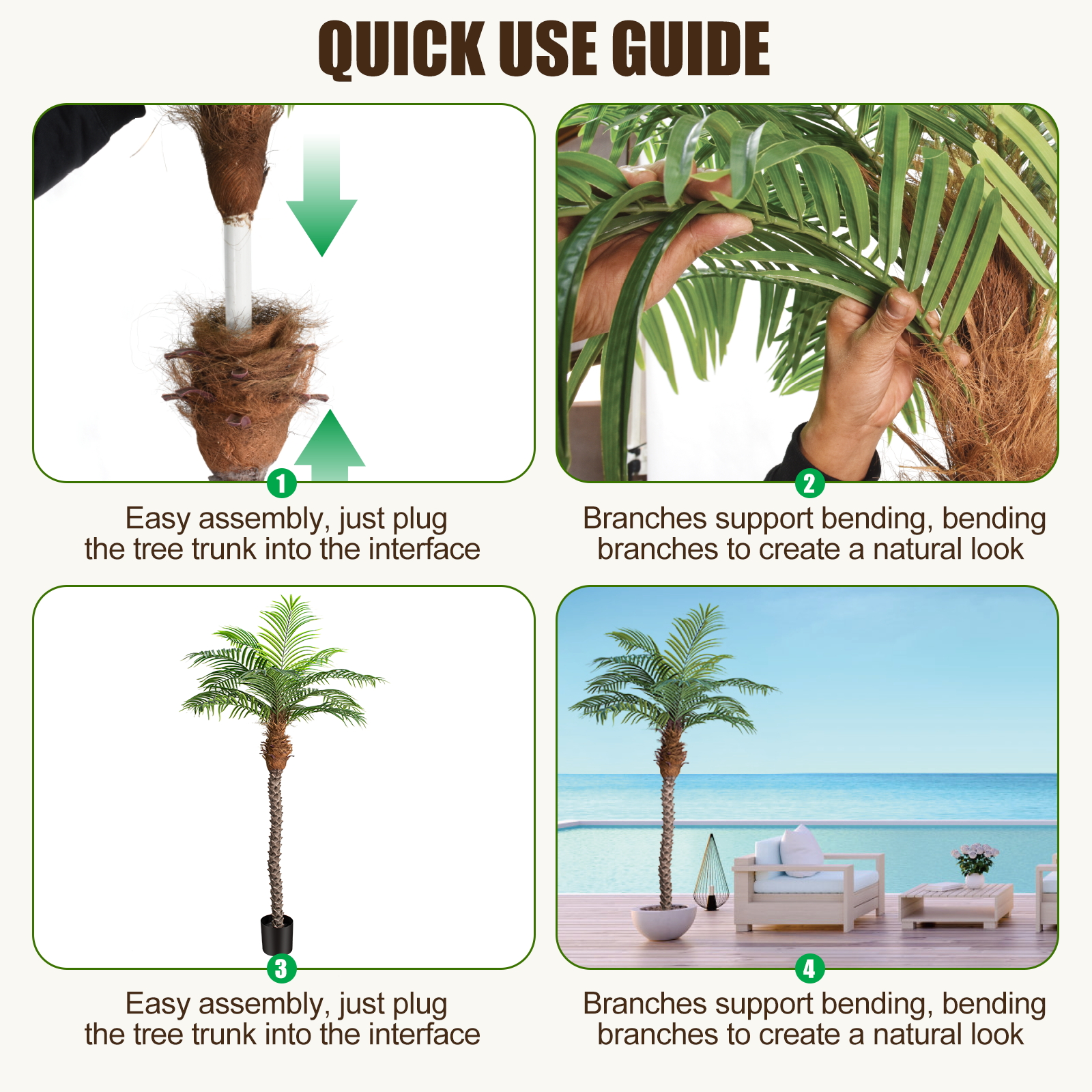 Keeplush Large Faux Phoenix Palm Tree 2 pieces