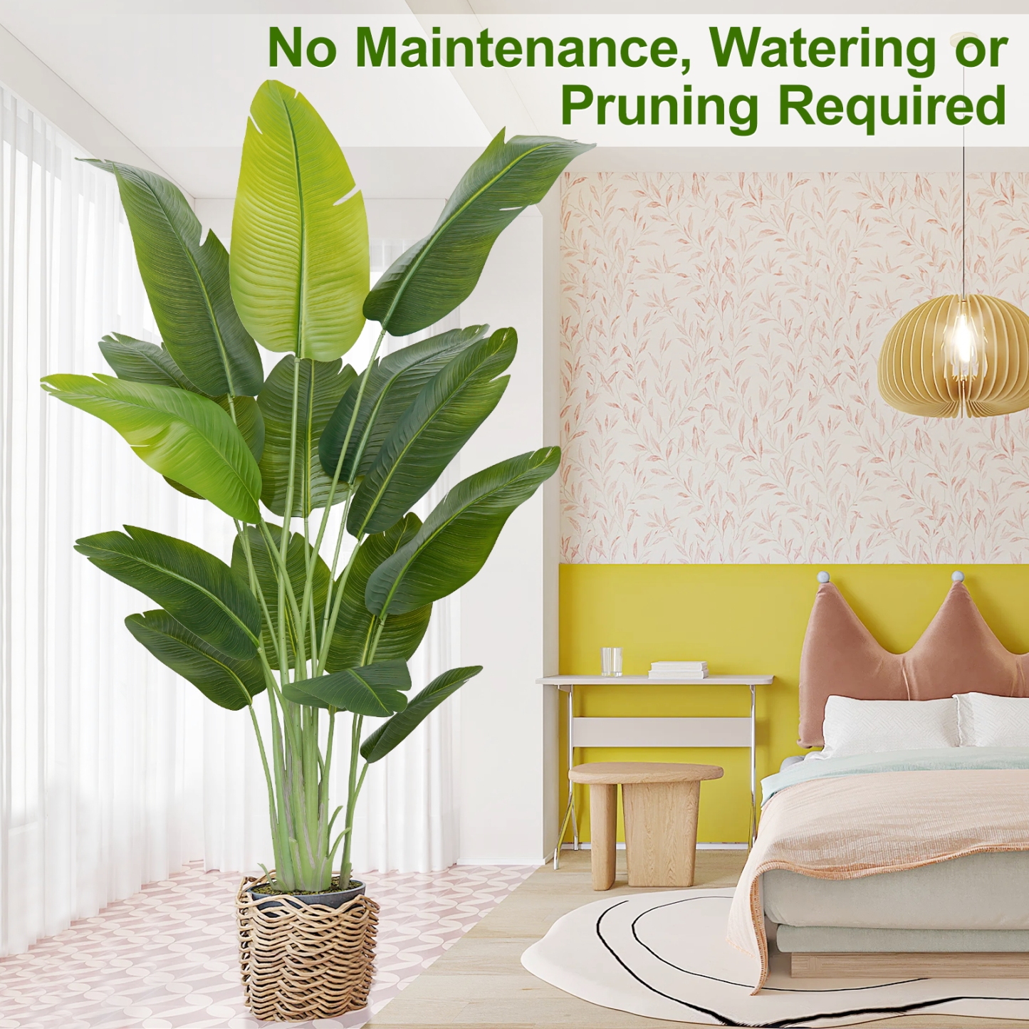 Keeplush Lifelike Bird of Paradise Artificial Plant,6ft Faux Banana Leaf Tree