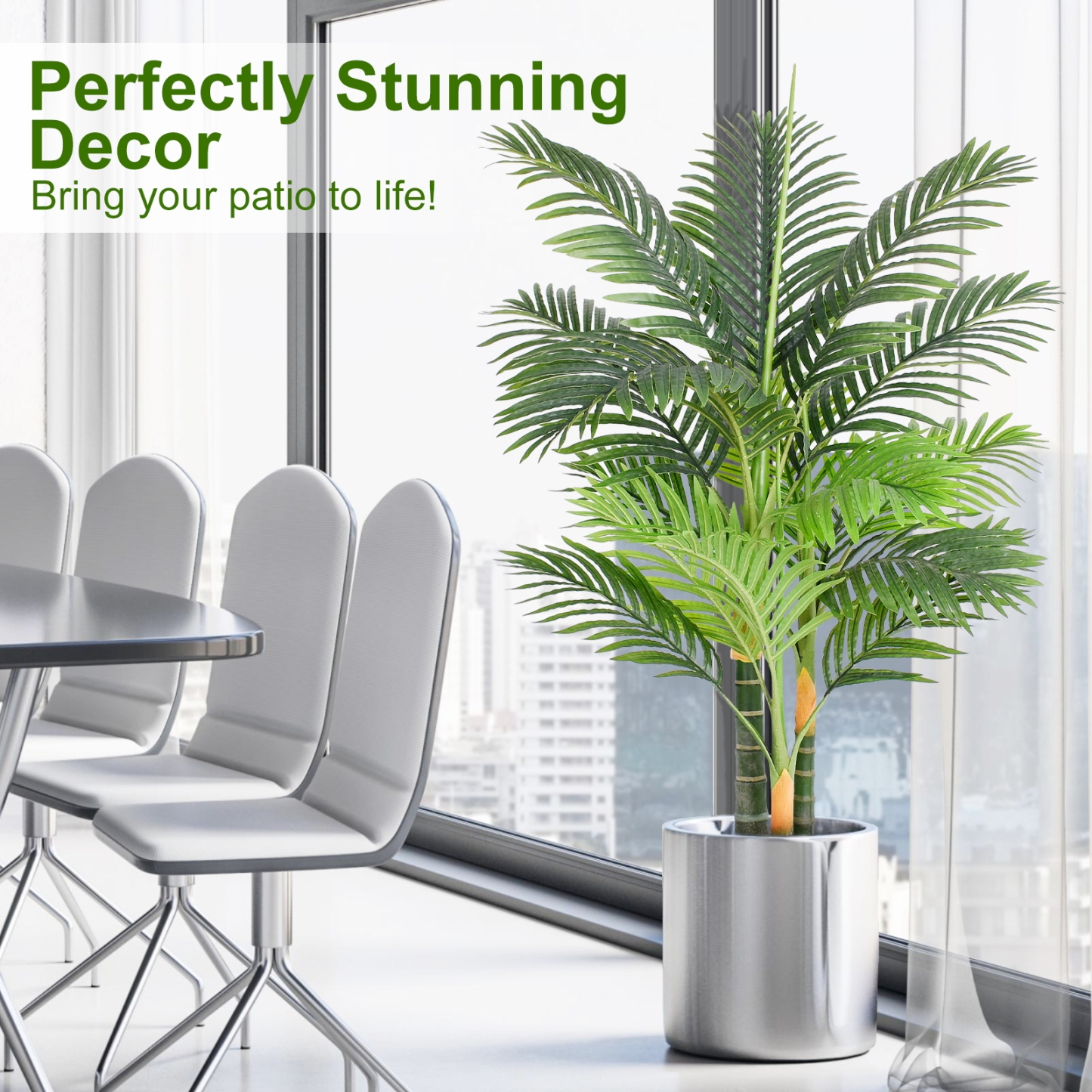 Keeplush 6ft Tall Triple Golden Cane Palm Artificial Tree