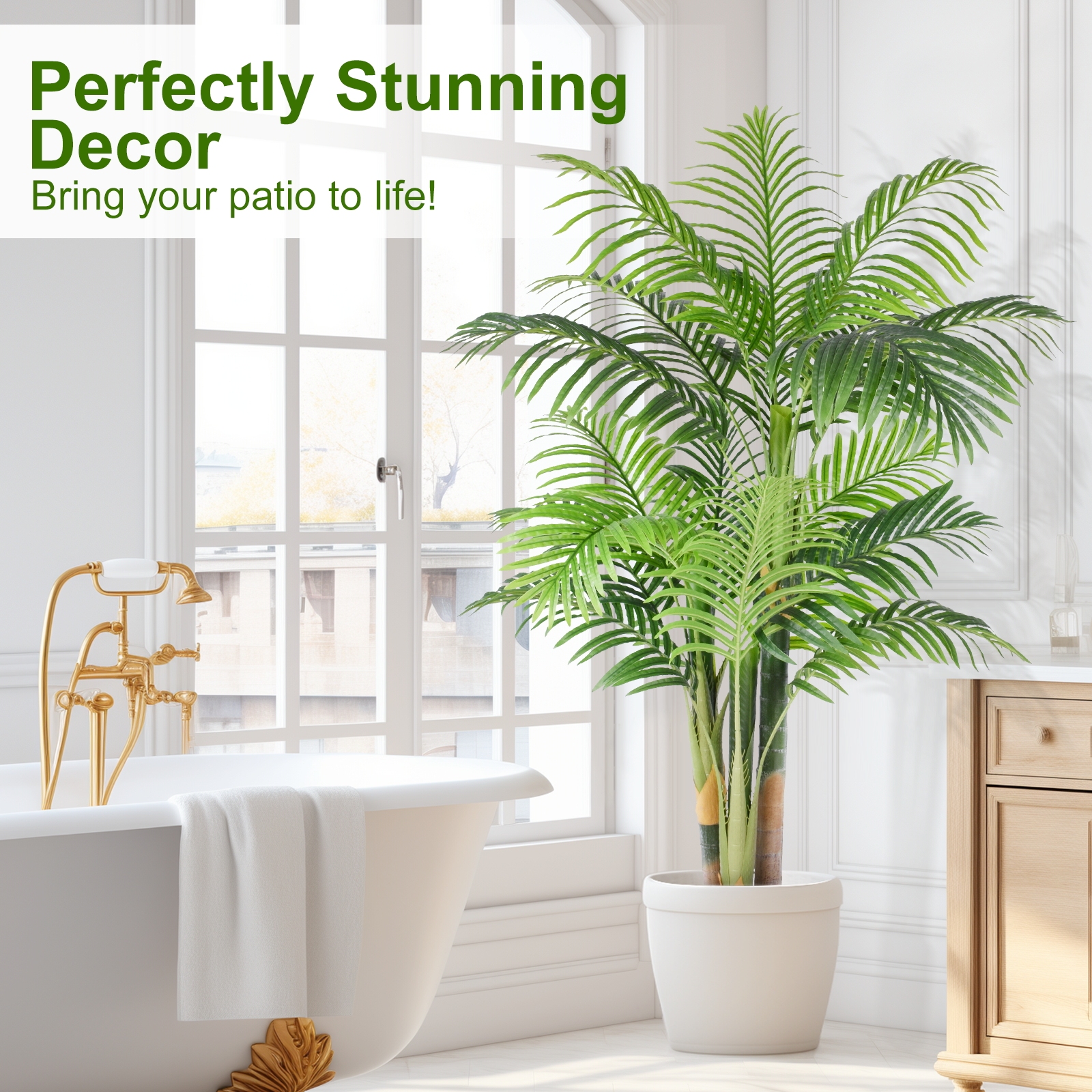 Keeplush 6ft Tall Triple Golden Cane Palm Artificial Tree