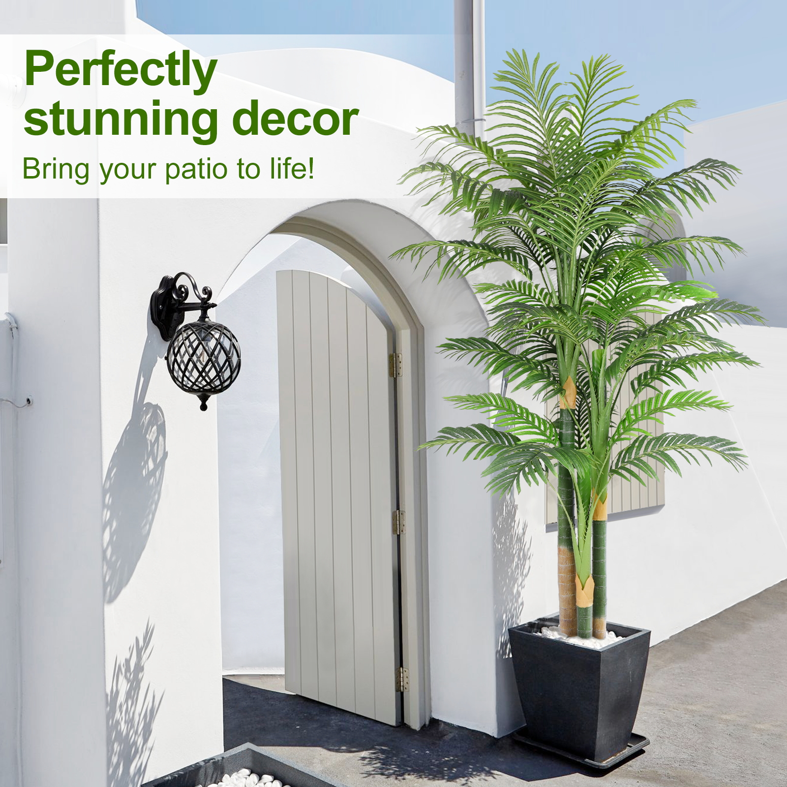 Keeplush 6ft Tall Triple Golden Cane Palm Artificial Tree