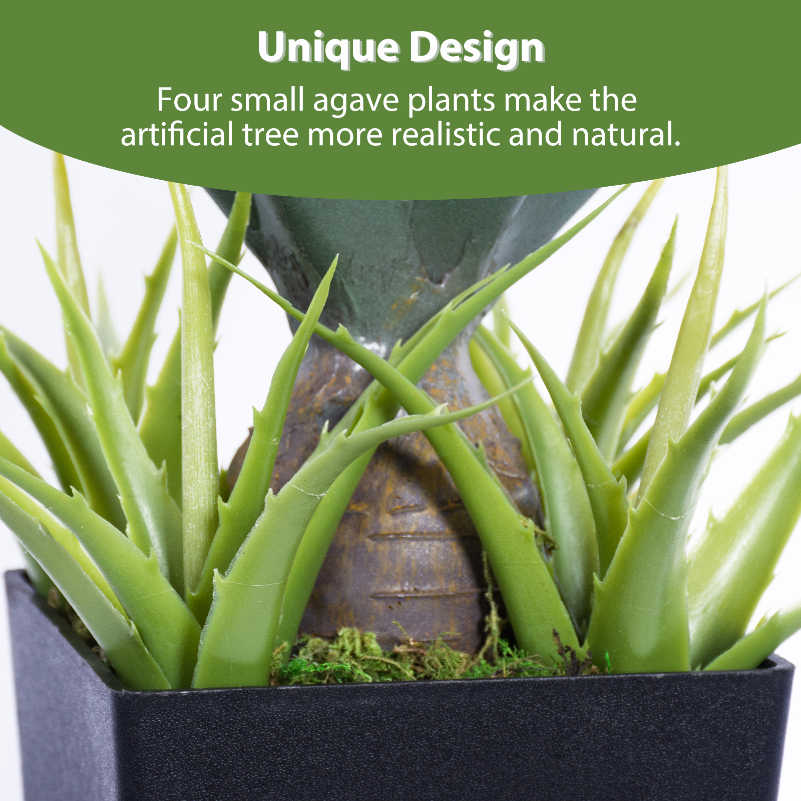 Keeplush Artificial Spiked Agave Plant, Tall 30” Faux Succulent Plants in Black Pot, Large Fake Aloe Vera Plant Indoor Outdoor for Front Porch Patio Home Office Door Step Decor 