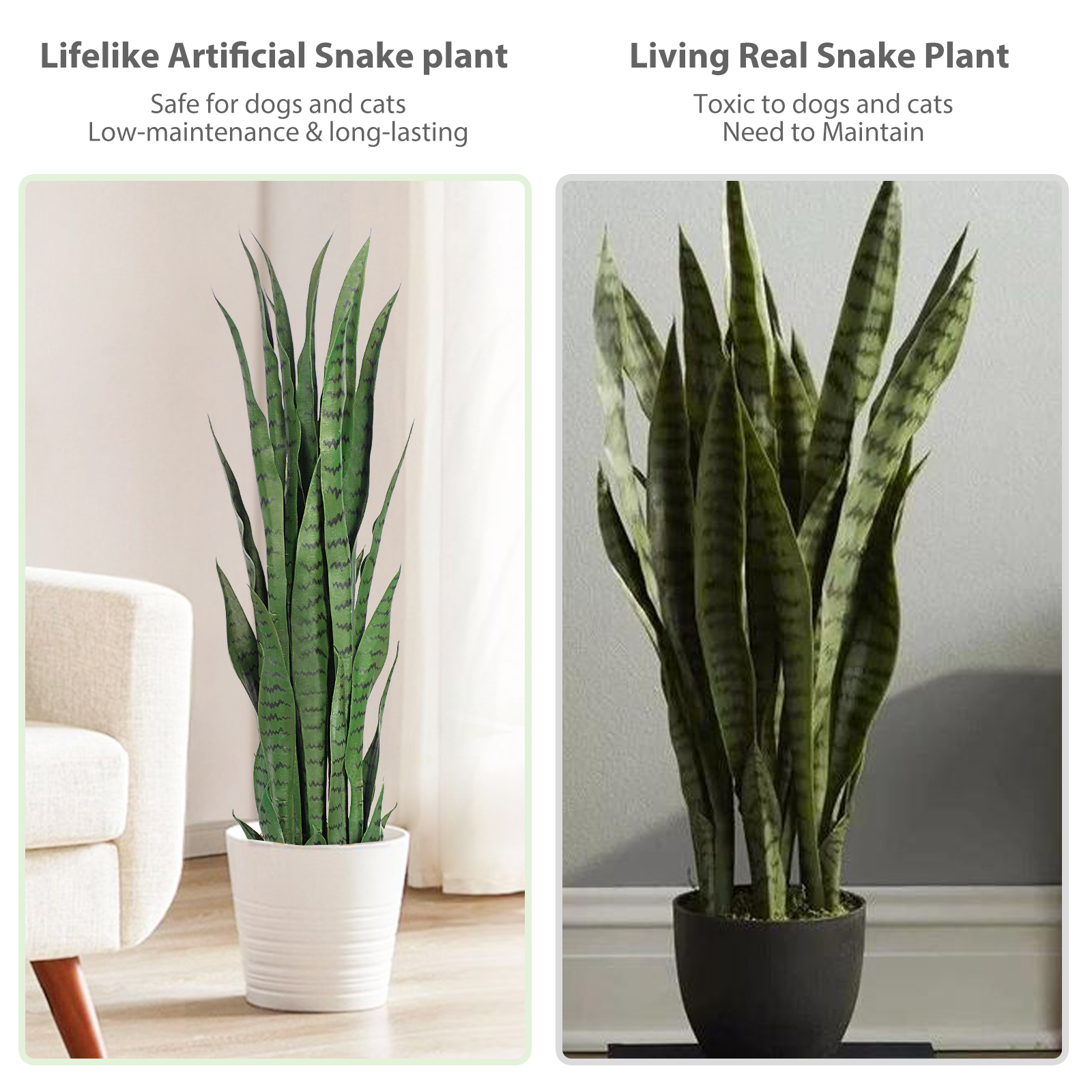 Keeplush Artificial Yellow Snake Plant – Tall Faux Floor Plant for Indoor & Outdoor, Fake Sansevieria Decor