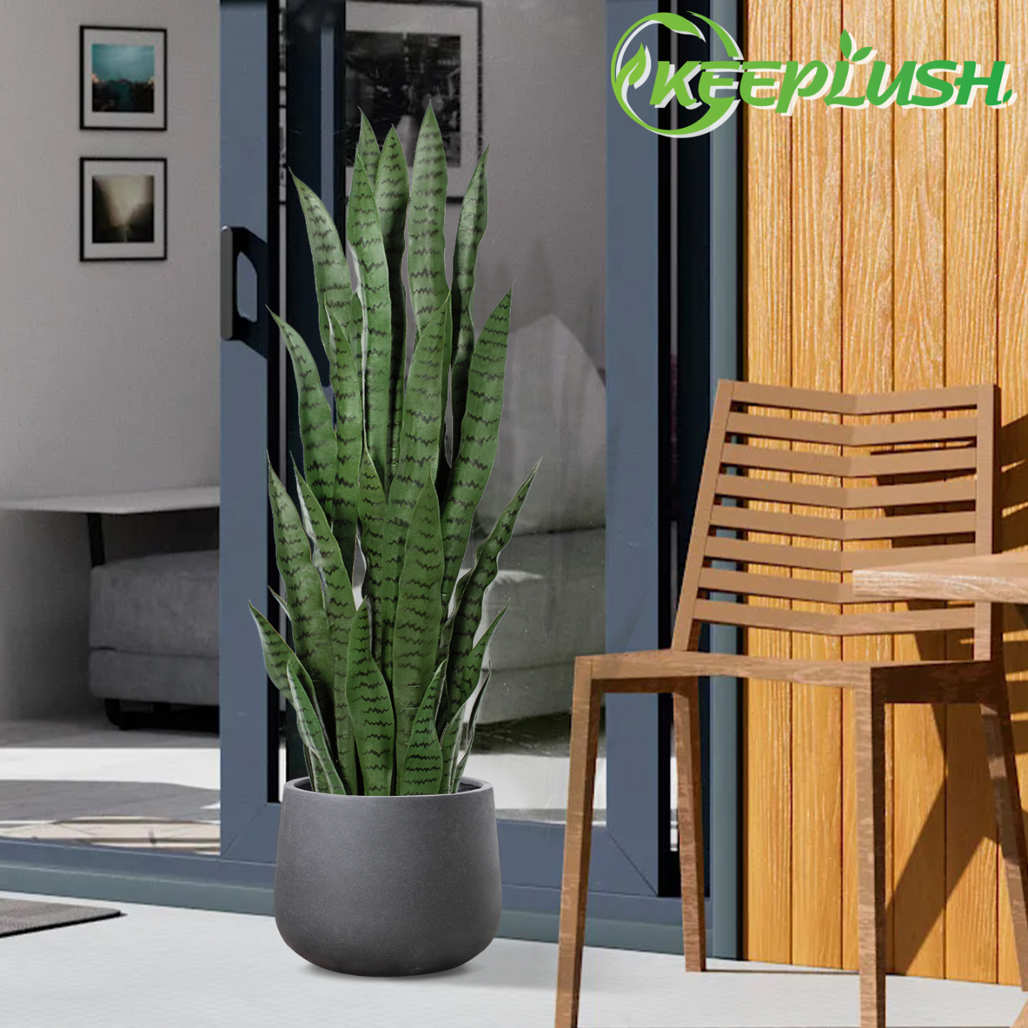 Keeplush Artificial Yellow Snake Plant – Tall Faux Floor Plant for Indoor & Outdoor, Fake Sansevieria Decor