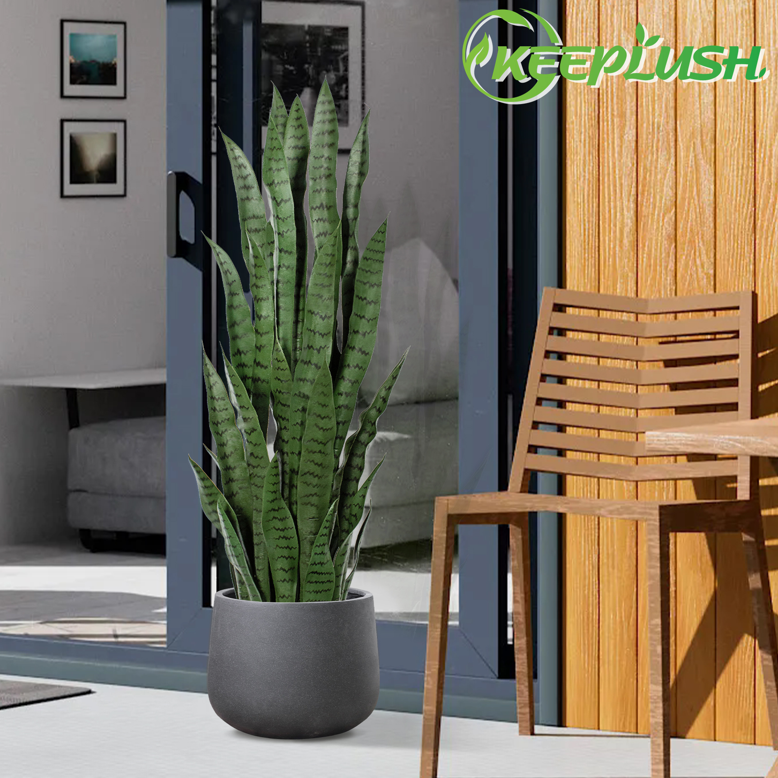 Keeplush Artificial Yellow Snake Plant – Tall Faux Floor Plant for Indoor & Outdoor, Fake Sansevieria Decor