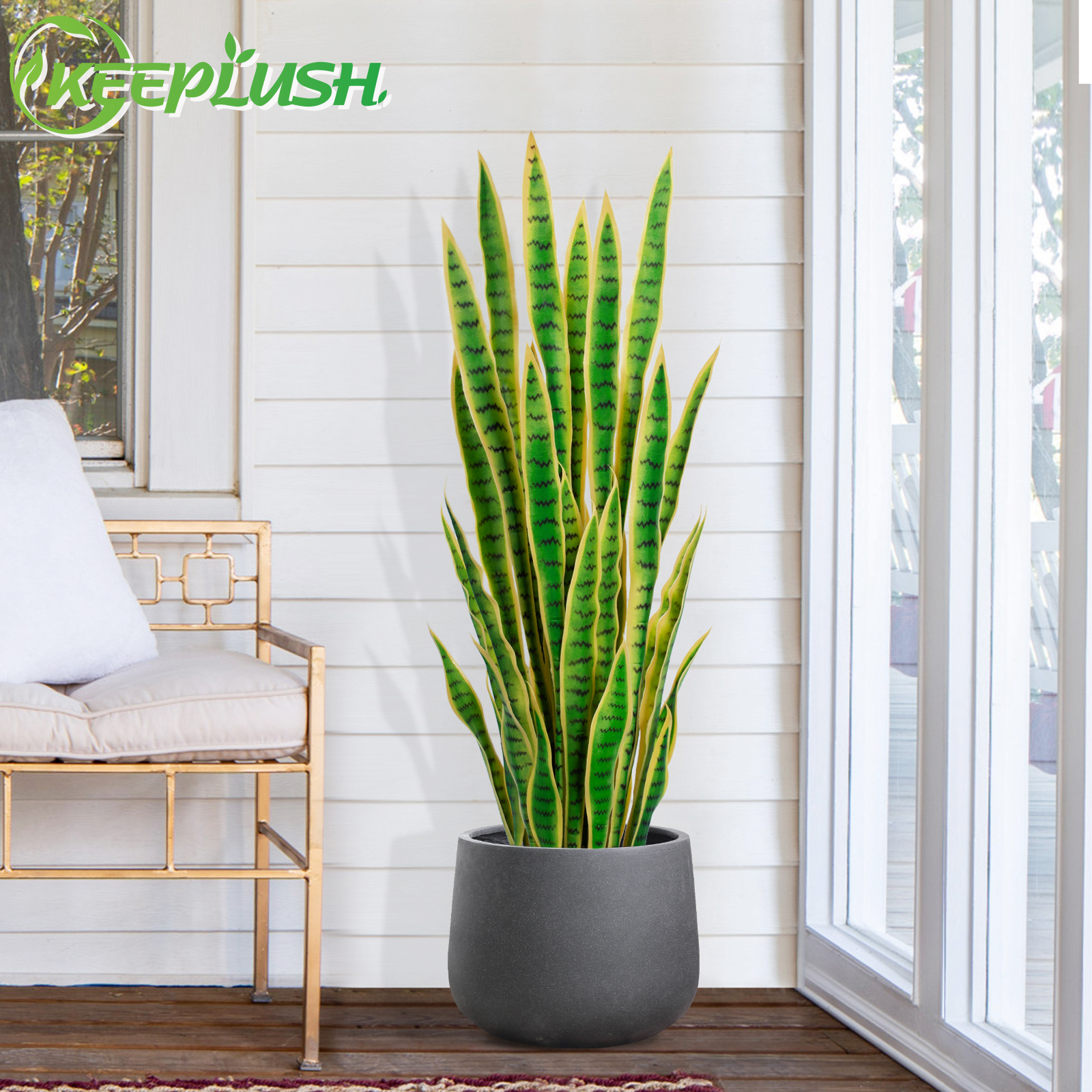 Keeplush Artificial Yellow Snake Plant – Tall Faux Floor Plant for Indoor & Outdoor, Fake Sansevieria Decor