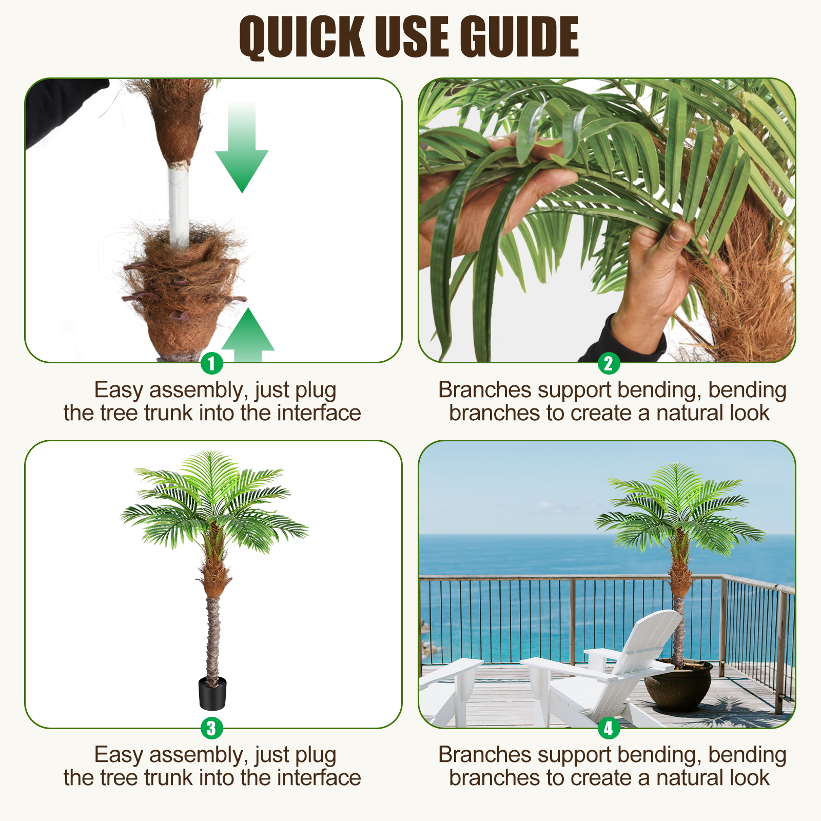 Keeplush 8.5ft Faux Phoenix Palm Tree 2 pieces