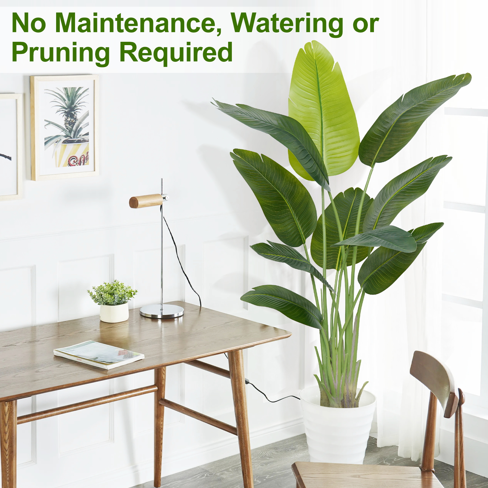 Lifelike Bird Of Paradise Artificial Plant 5ft Faux Banana Leaf Tree With Black Tall Planter For Home Decor - Perfect Indoor Silk Floor Plant For Living Room, Office, And Bedroom Ambiance