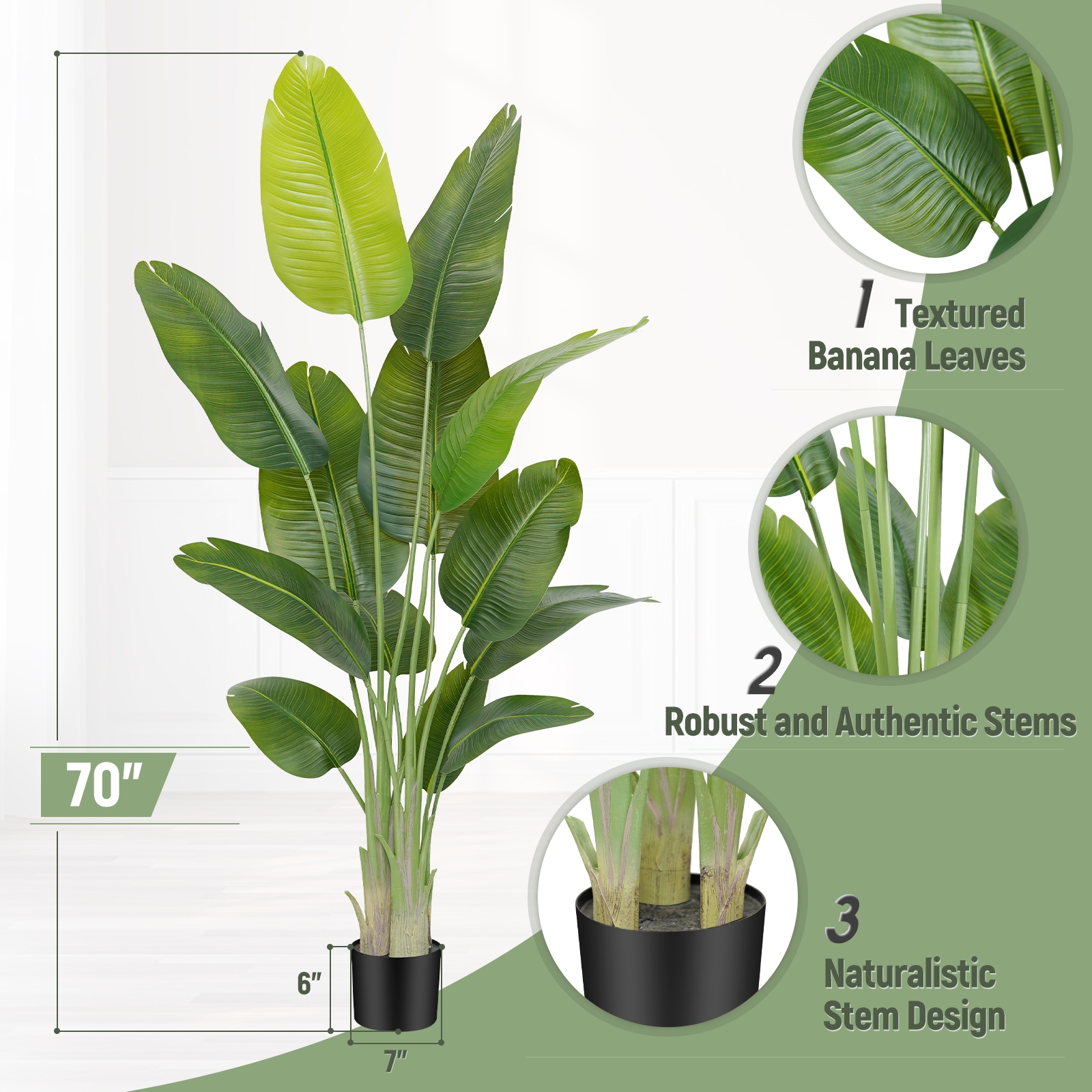 Keeplush Lifelike Bird of Paradise Artificial Plant,6ft Faux Banana Leaf Tree