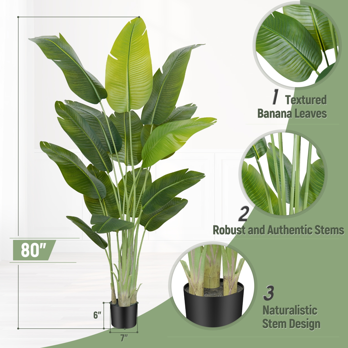 Keeplush Lifelike Bird of Paradise Artificial Plant,6ft Faux Banana Leaf Tree