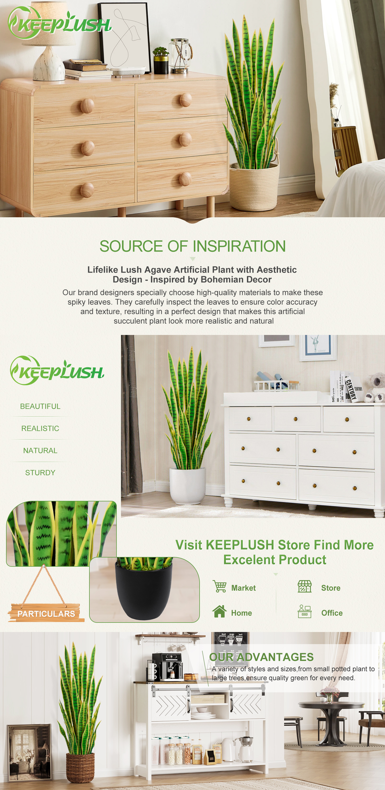 Keeplush Artificial Yellow Snake Plant – Tall Faux Floor Plant for Indoor & Outdoor, Fake Sansevieria Decor