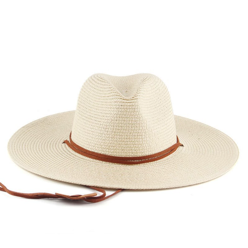Summer Beach Hat for Women – Wide Brim Straw Fedora with Wind Lanyard, UPF 80+ Sun Protection, Packable & Lightweight