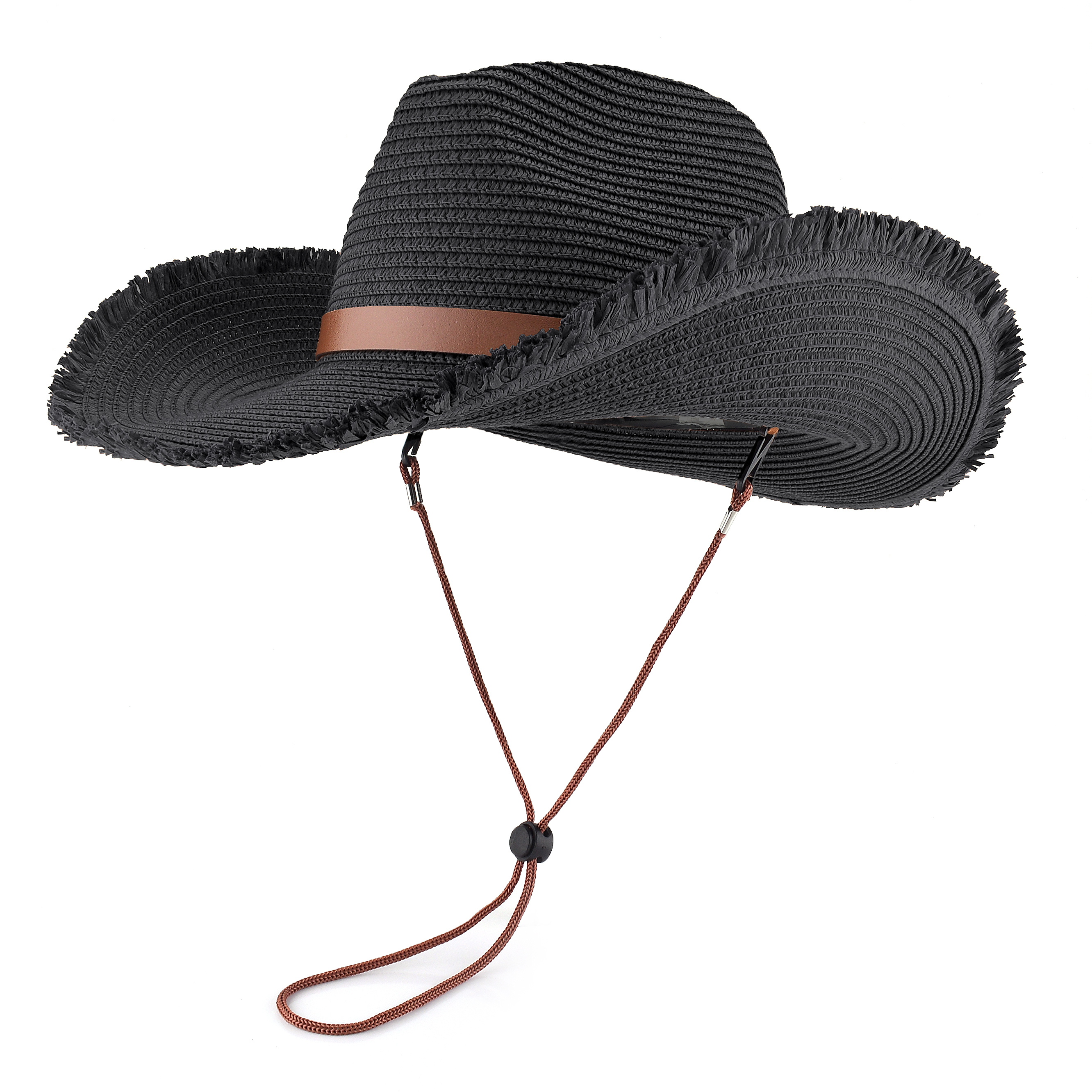 *Unisex Straw Cowboy Hat Cowgirl Hat, Shapeable Floppy Sun Hat Wide Birm Fedora Panama Hat for Men & Women.