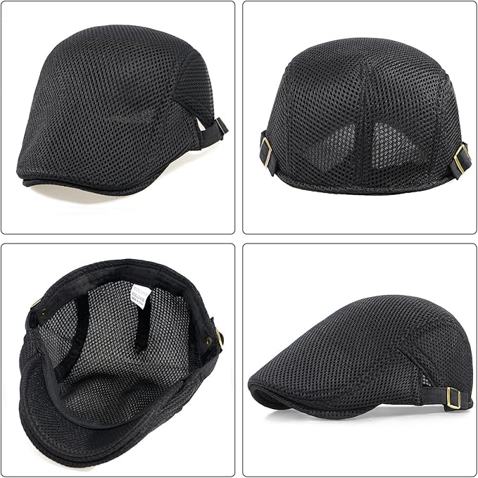 Men's Breathable Mesh Newsboy Cap - Adjustable Summer Beret, Ivy Style Driving & Hunting Hat