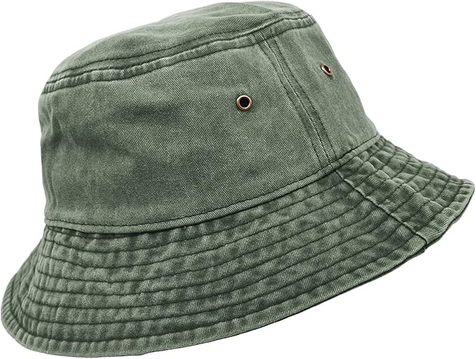 Women's Washed Denim Bucket Hat - Wide Brim UPF 50+ Sun Protection, Breathable Cotton Outdoor Hat for Fishing, Hiking, Beach & Travel, Adjustable Chin Strap, Foldable Packable Design