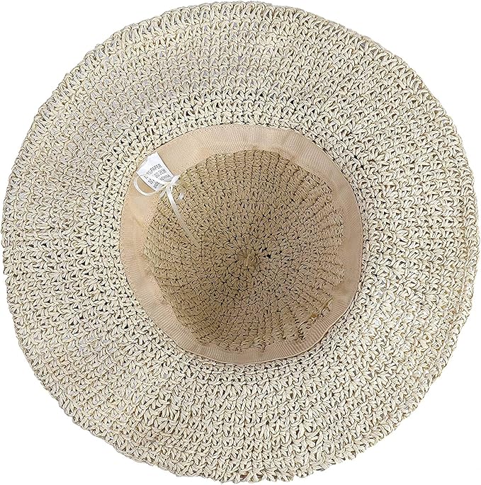 Women's Wide Brim Straw Sun Hat - 100% Natural Paper Braided, UPF 50+ UV Protection, Foldable Floppy Beach Hat for Travel, Lightweight & Breathable Summer Vacation Accessories