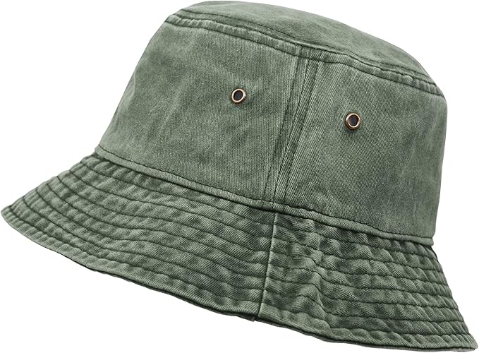 Women's Washed Denim Bucket Hat - Wide Brim UPF 50+ Sun Protection, Breathable Cotton Outdoor Hat for Fishing, Hiking, Beach & Travel, Adjustable Chin Strap, Foldable Packable Design