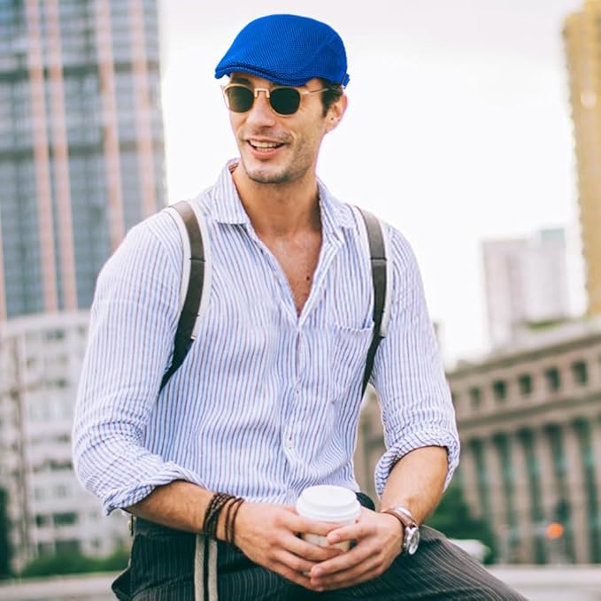 Men's Breathable Mesh Newsboy Cap - Adjustable Summer Beret, Ivy Style Driving & Hunting Hat