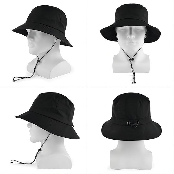 1-Pack Packable Bucket Hat with Chin Strap for Men Women