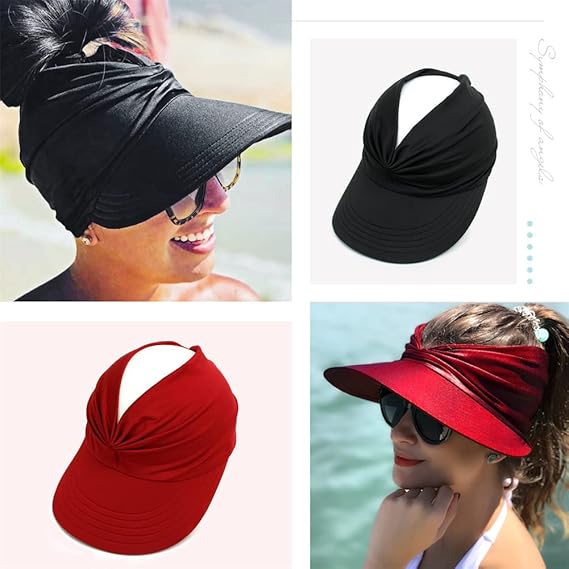 Women's Wide Brim Sun Visor Hat - UPF 50+ UV Protection Sports Cap for Beach, Golf & Hiking, Breathable Mesh Summer Sun Hat