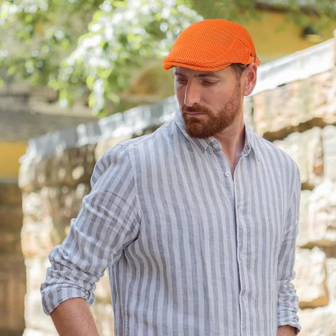 Men's Breathable Mesh Newsboy Cap - Adjustable Summer Beret, Ivy Style Driving & Hunting Hat