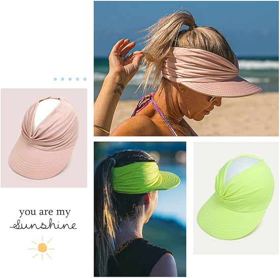 Women's Wide Brim Sun Visor Hat - UPF 50+ UV Protection Sports Cap for Beach, Golf & Hiking, Breathable Mesh Summer Sun Hat