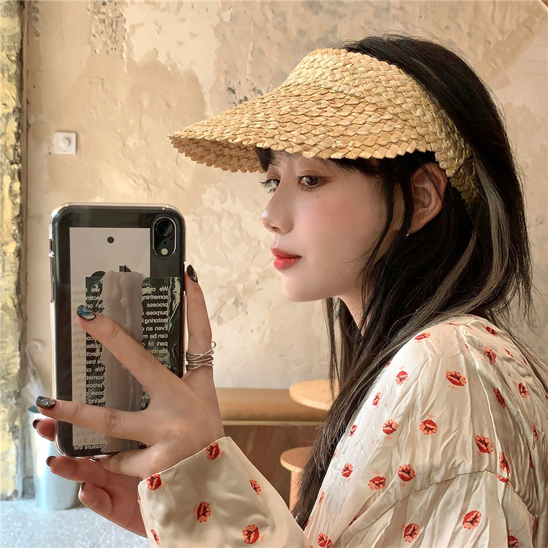 Women's Straw Sun Hat & Visor - Handmade Wide Brim UPF 50+ Sun Protection, Packable Foldable Beach Hat for Summer, Lightweight Breathable Travel Hat for Gardening, VacationWomen's Straw Sun Hat & Visor - Handmade Wide Brim UPF 50+ Sun Protection, Packable