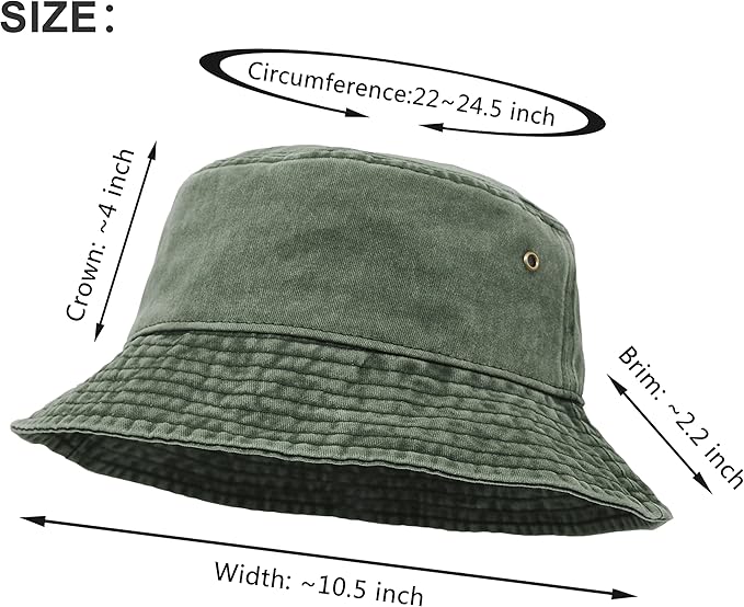 Women's Washed Denim Bucket Hat - Wide Brim UPF 50+ Sun Protection, Breathable Cotton Outdoor Hat for Fishing, Hiking, Beach & Travel, Adjustable Chin Strap, Foldable Packable Design