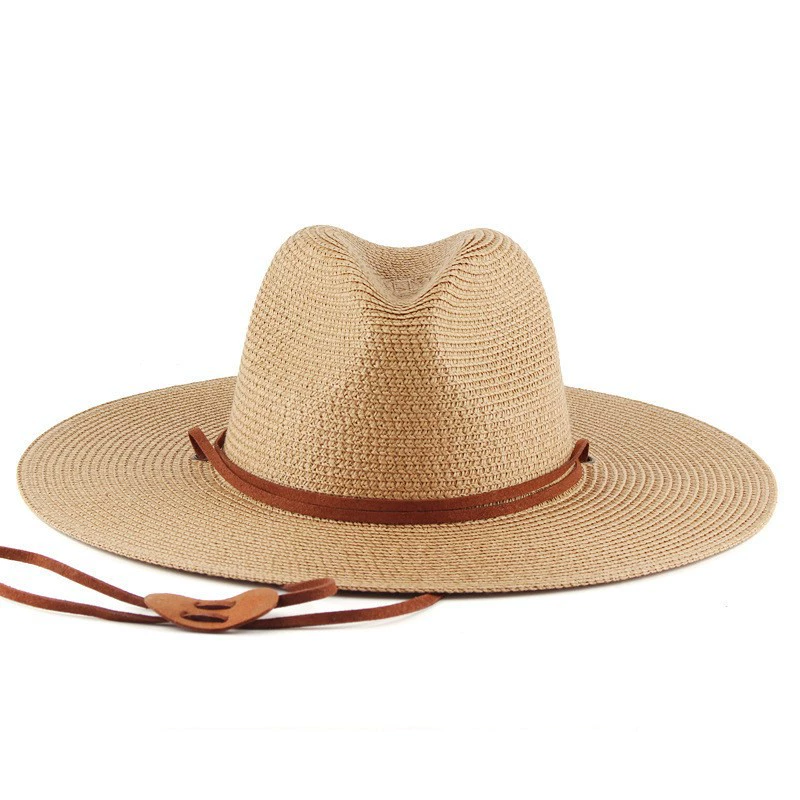 Summer Beach Hat for Women – Wide Brim Straw Fedora with Wind Lanyard, UPF 80+ Sun Protection, Packable & Lightweight
