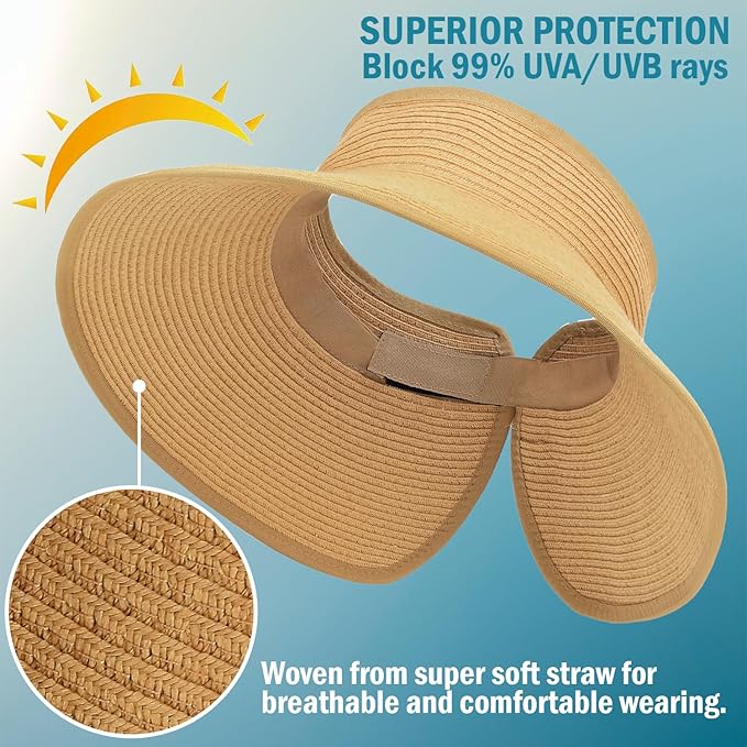 Women's Wide Brim Sun Visor Packable
