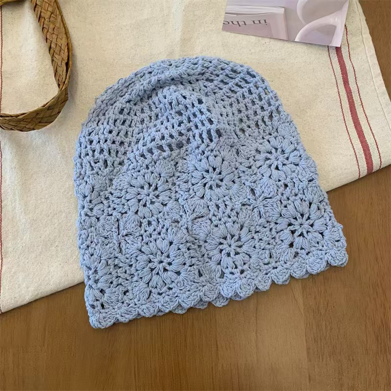 Women's Cotton Crochet Slouchy Beanie - Handmade Knit Skull Cap, Lightweight Breathable Summer Hat for Casual & Boho Style
