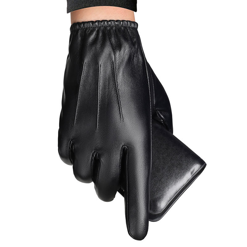 Men's Leather Touchscreen Gloves - Winter Driving Gloves with Thermal Lining, Warm Wrist Support
