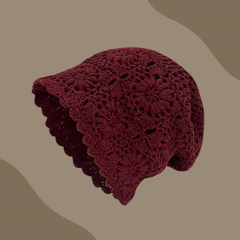 Women's Cotton Crochet Slouchy Beanie - Handmade Knit Skull Cap, Lightweight Breathable Summer Hat for Casual & Boho Style