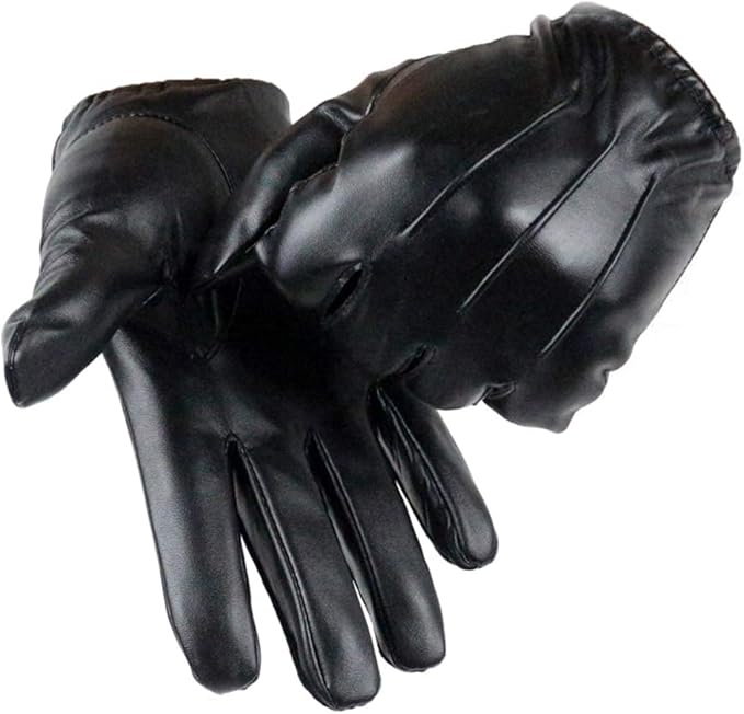 Men's Leather Touchscreen Gloves - Winter Driving Gloves with Thermal Lining, Warm Wrist Support