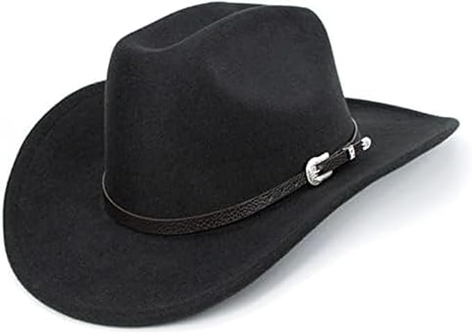 Western Cowboy Hat for Men & Women - Classic Roll-Up Fedora Style with Adjustable Leather Buckle Belt, Vintage Sun Hat for Outdoor, Rodeo, and Country Fashion