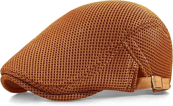 Men's Breathable Mesh Newsboy Cap - Adjustable Summer Beret, Ivy Style Driving & Hunting Hat