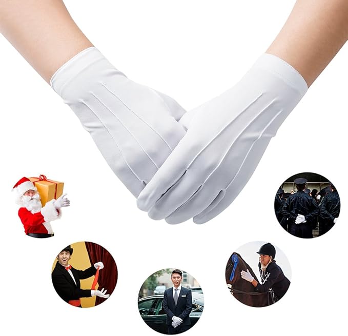 Men's Formal Dress Gloves - Police & Honor Guard Parade Gloves, Nylon-Cotton Blend for Official Ceremonies