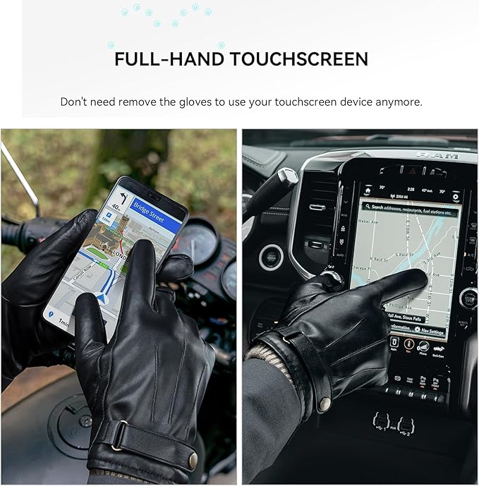 Men's Nappa Leather Winter Gloves - Wool Lined Touchscreen Dress Gloves, Thermal Gifts for Dad & Husband