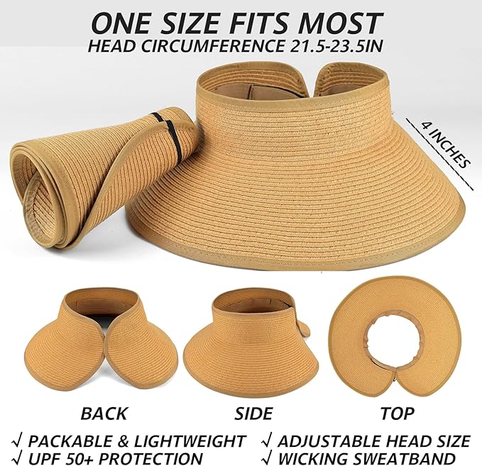 Women's Wide Brim Sun Visor Packable