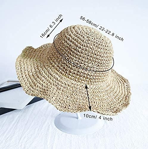 Women's Wide Brim Straw Sun Hat - 100% Natural Paper Braided, UPF 50+ UV Protection, Foldable Floppy Beach Hat for Travel, Lightweight & Breathable Summer Vacation Accessories
