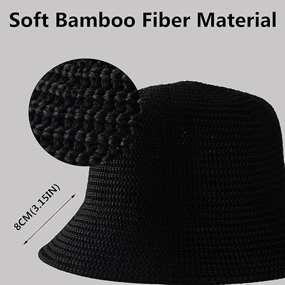 Women's Bamboo Bucket Hat - Breathable Mesh Sun Hat, Foldable & Packable Beach Hat for Travel, Summer Outdoor