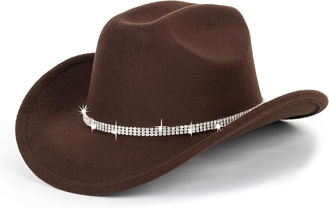 Women's Rhinestone Cowboy Hat - Glitter Silver & Black Western Cowgirl Hat, Sparkly Party Hat