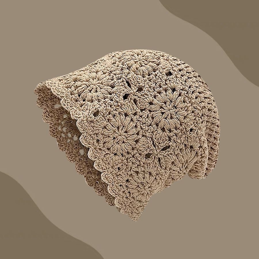 Women's Cotton Crochet Slouchy Beanie - Handmade Knit Skull Cap, Lightweight Breathable Summer Hat for Casual & Boho Style