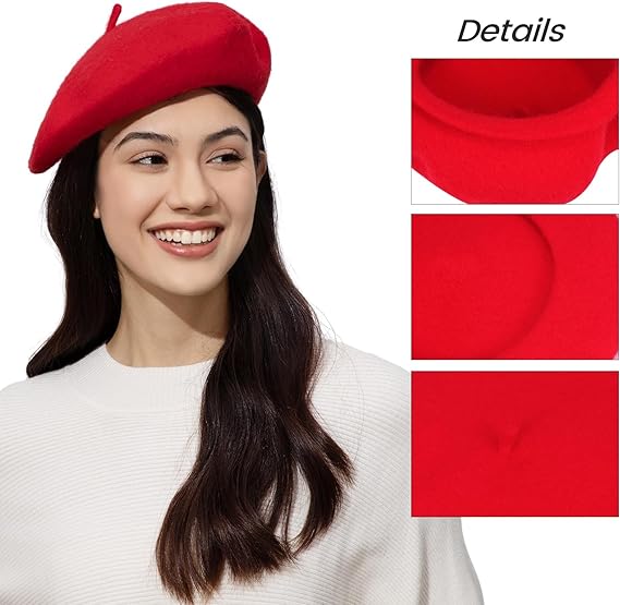 Classic Wool Beret - French Painter Hat for Women & Men, Winter Warm Unisex
