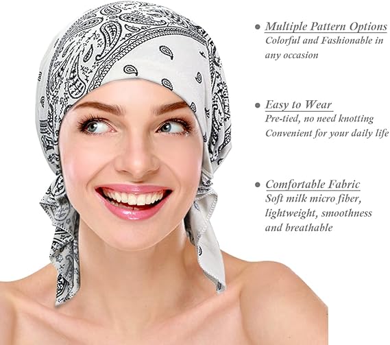 4 Pack Soft Chemo Turbans - Pre-Tied Headwraps for Hair Loss & Recovery