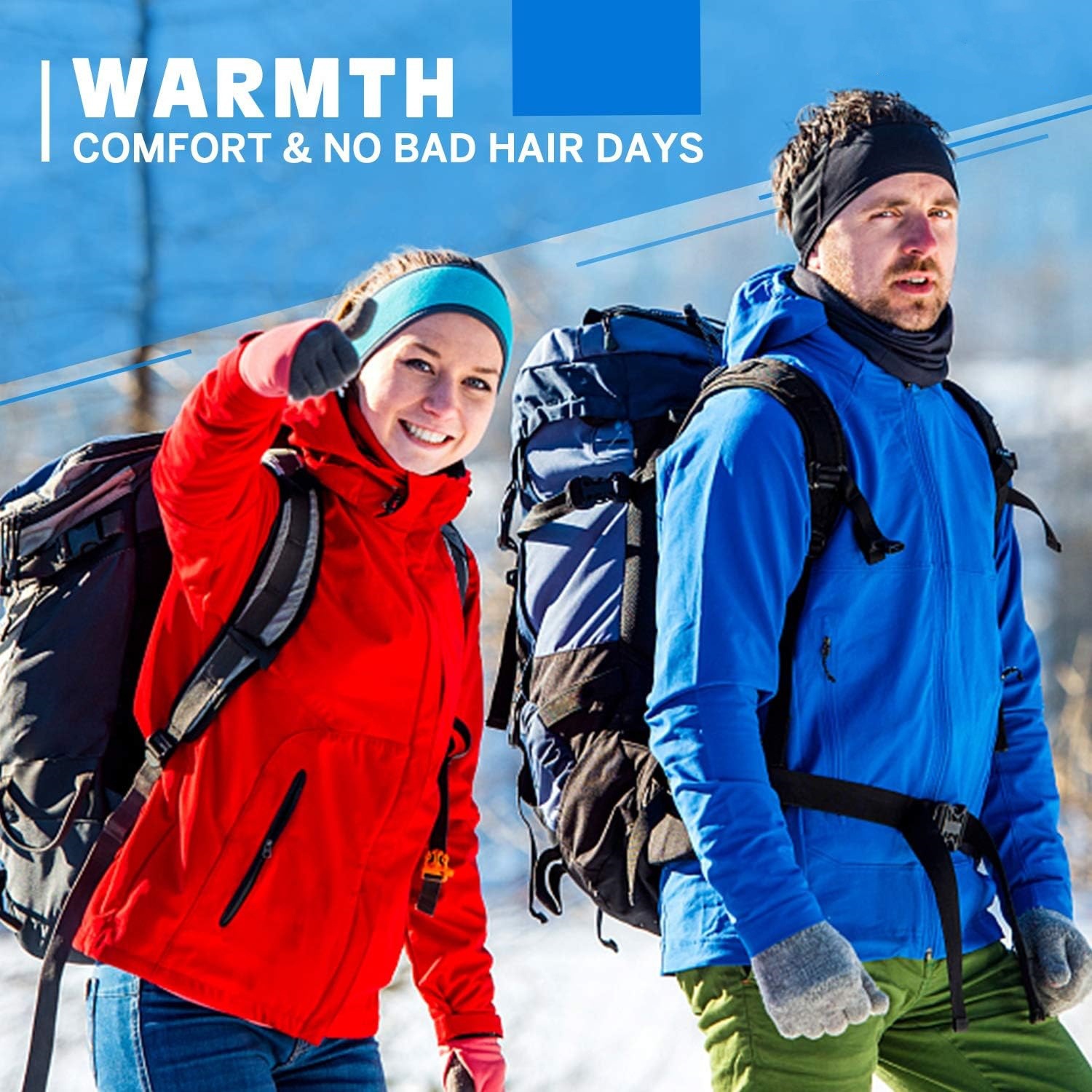 Unisex Fleece Ear Muffs Headband - Winter Windproof Ear Warmers for Men, Women & Kids, Thermal Sports Headband for Skiing, Running & Cycling