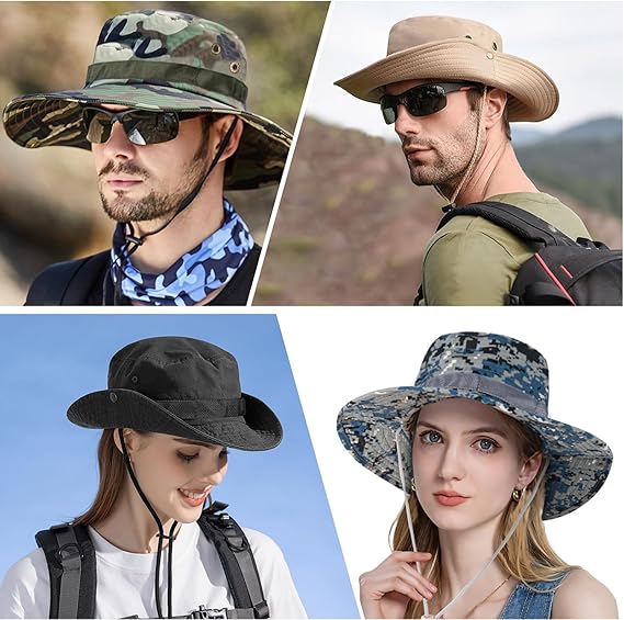 Men's & Women's UPF 50+ Sun Hat - Wide Brim Boonie Bucket Hat for UV Protection, Fishing, Hiking, Safari & Outdoor Activities
